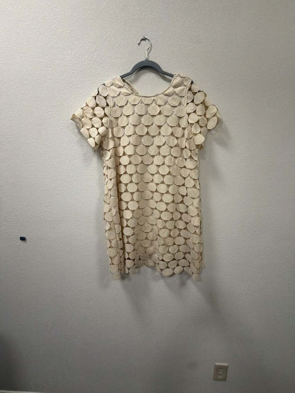 Umgee Polka Dot Lace Dress Natural Size S